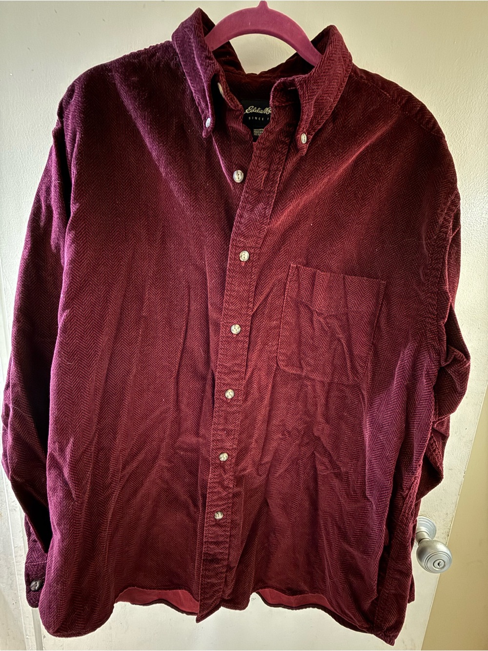 Eddie Bauer Burgundy Corduroy Button-Down Shirt